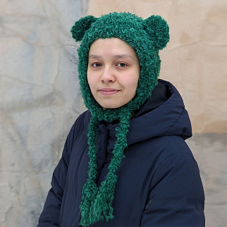 Шапка с ушками CHECK YA HEAD шерстяная зеленая 2358