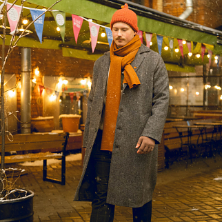 Пальто Friend Function серое с цветной крапинкой (50% шерсть)