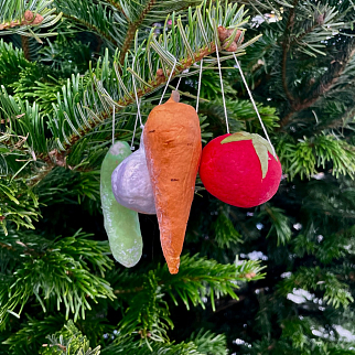 Ватная елочная игрушка - Набор овощей (4 шт)
