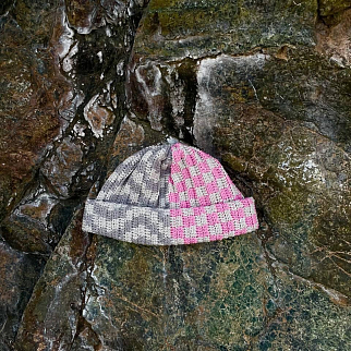 Шапка-бини Jacob Cro Twins Pink Grey