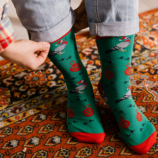 Новогодние носки Friend Function Голуби зеленые 36-40