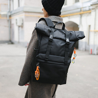 Большой рюкзак-роллтоп Friend Function прорезиненный черный