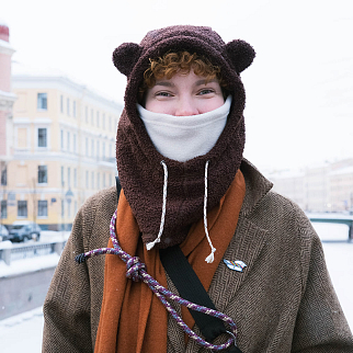 Капюшон Friend Function барашковый коричневый с ушками