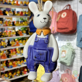 Керамическая ёлочная игрушка Зайчик
