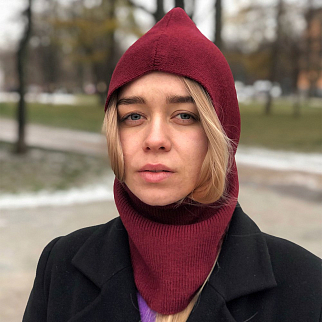 Балаклава CHECK YA HEAD шерстяная бордо T117