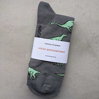Носки Nikita Gruzovik динозавровые серые 39-41