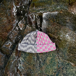 Шапка-бини Jacob Cro Twins Pink Grey