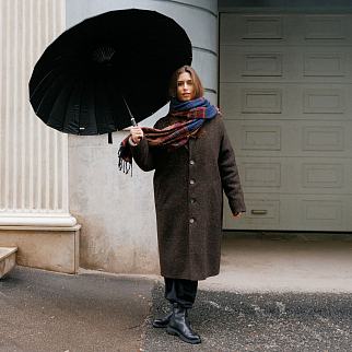 Зонт-трость с автооткрытием 24 ребра черный