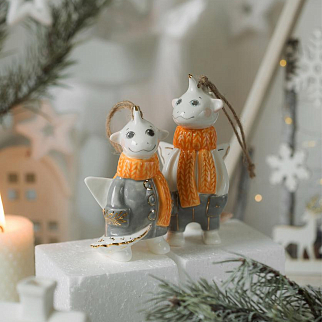 Керамическая ёлочная игрушка Дракоши парочка