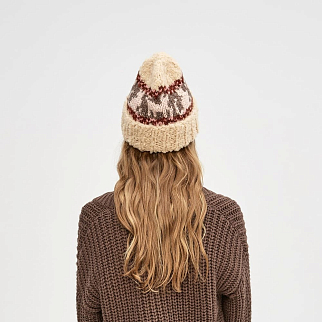 Шапка CHECK YA HEAD бежевая с рисунком Котики Средневековья Т2159/10
