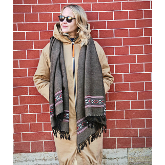 Большой шерстяной шарф Chocolate Boho Folk