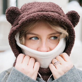 Капюшон Friend Function барашковый коричневый с ушками