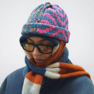 Шапка-бини Jacob Cro Twins Blue Pink melange