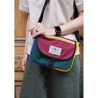 Сумка iyulstore Square Color block бордово-зелёная