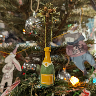 Керамическая ёлочная игрушка Бутылка шампанского