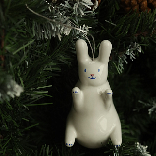 Керамическая ёлочная игрушка Заяц