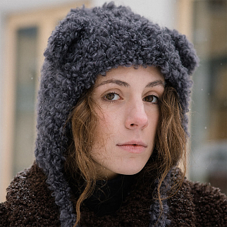 Шапка с ушками CHECK YA HEAD шерстяная графитовая 2358