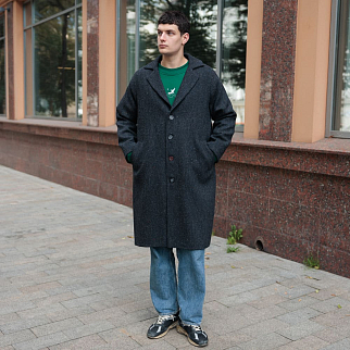 Пальто Friend Function синее с цветной крапинкой (50% шерсть)