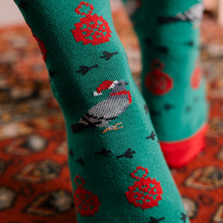 Новогодние носки Friend Function Голуби зеленые 40-46