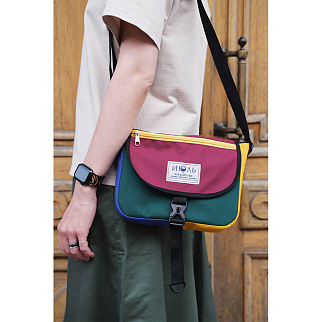 Сумка iyulstore Square Color block бордово-зелёная
