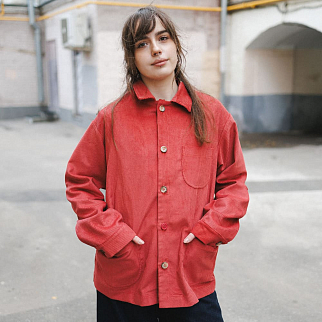 Рубашка вельветовая Friend Function красно-терракотовая