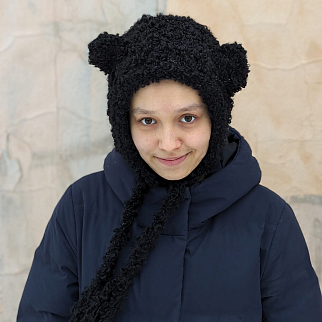 Шапка с ушками CHECK YA HEAD шерстяная черная 2358