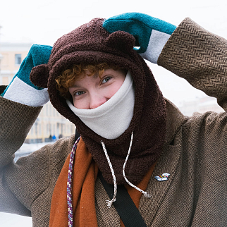 Капюшон Friend Function барашковый коричневый с ушками