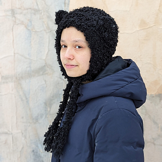 Шапка с ушками CHECK YA HEAD шерстяная черная 2358