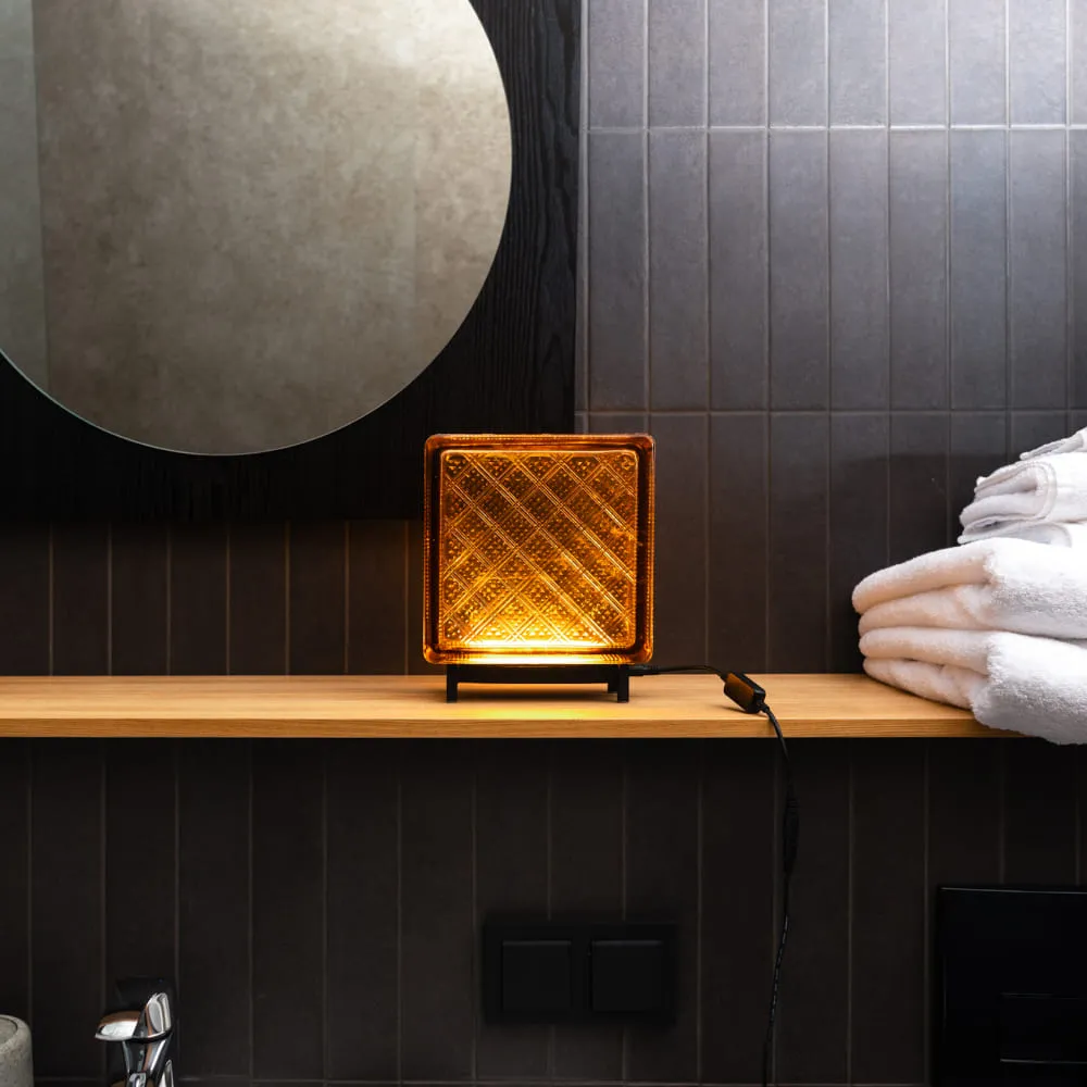 Светильник-стеклоблок оранжевый - фото 4