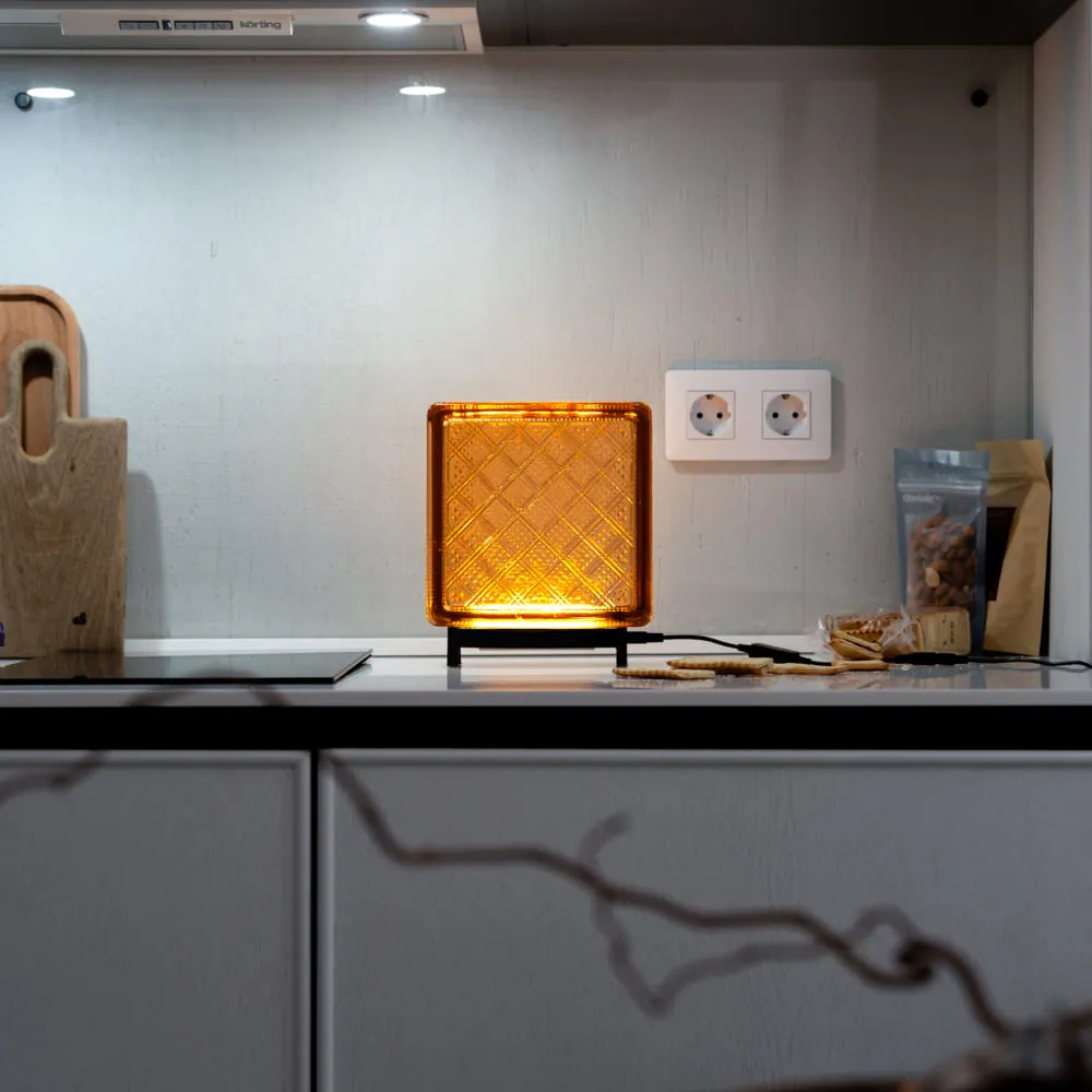 Светильник-стеклоблок оранжевый - фото 3