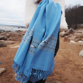 Большой шерстяной шарф Sky Blue Folk